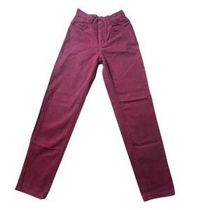 Vintage Lee Jeans Womens 5 Burgundy Regular Fit Tapered Leg High Rise Denim USA